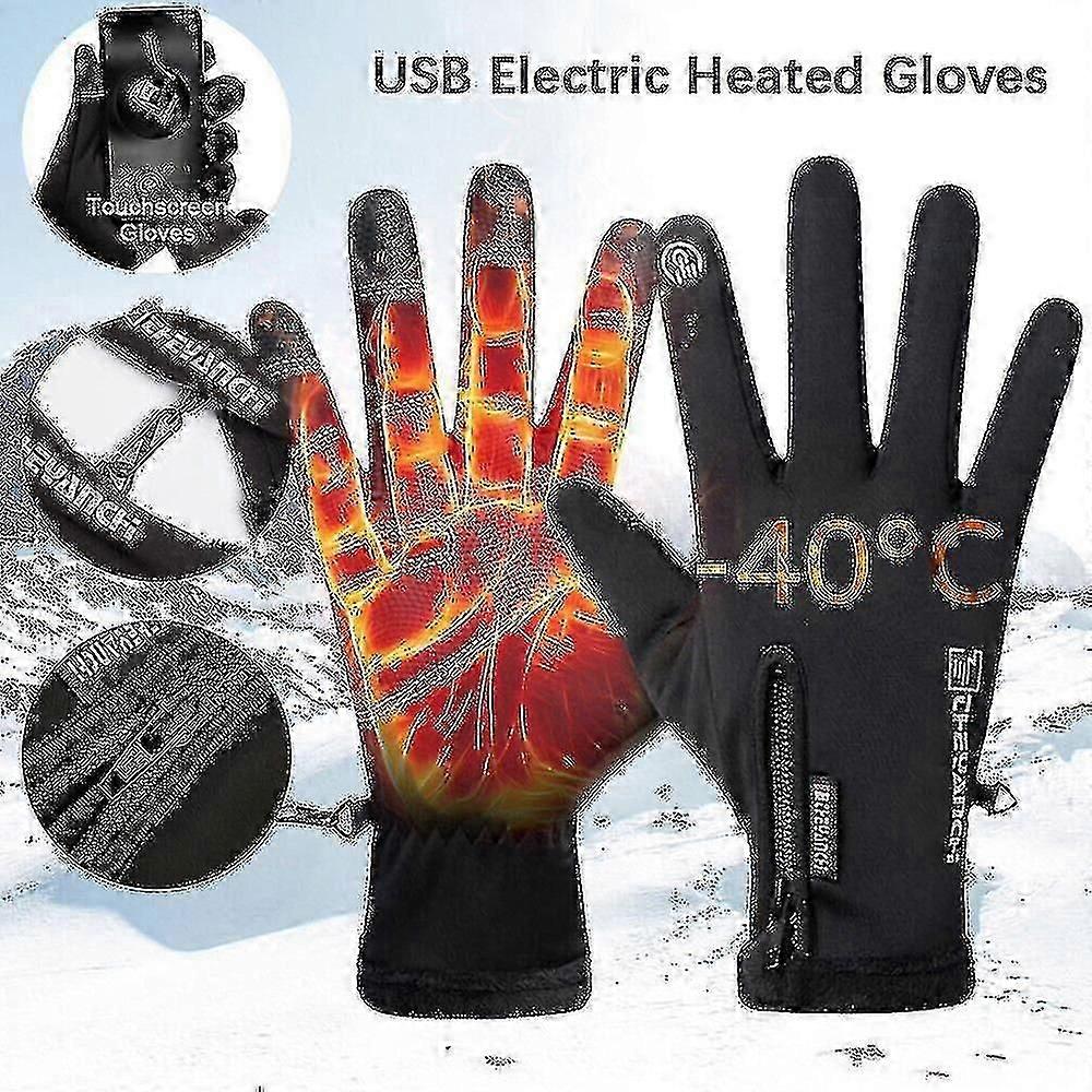USB verwarmde handschoenen voor fietsen in de winter, thermische wanten met touchscreen en antislip grip