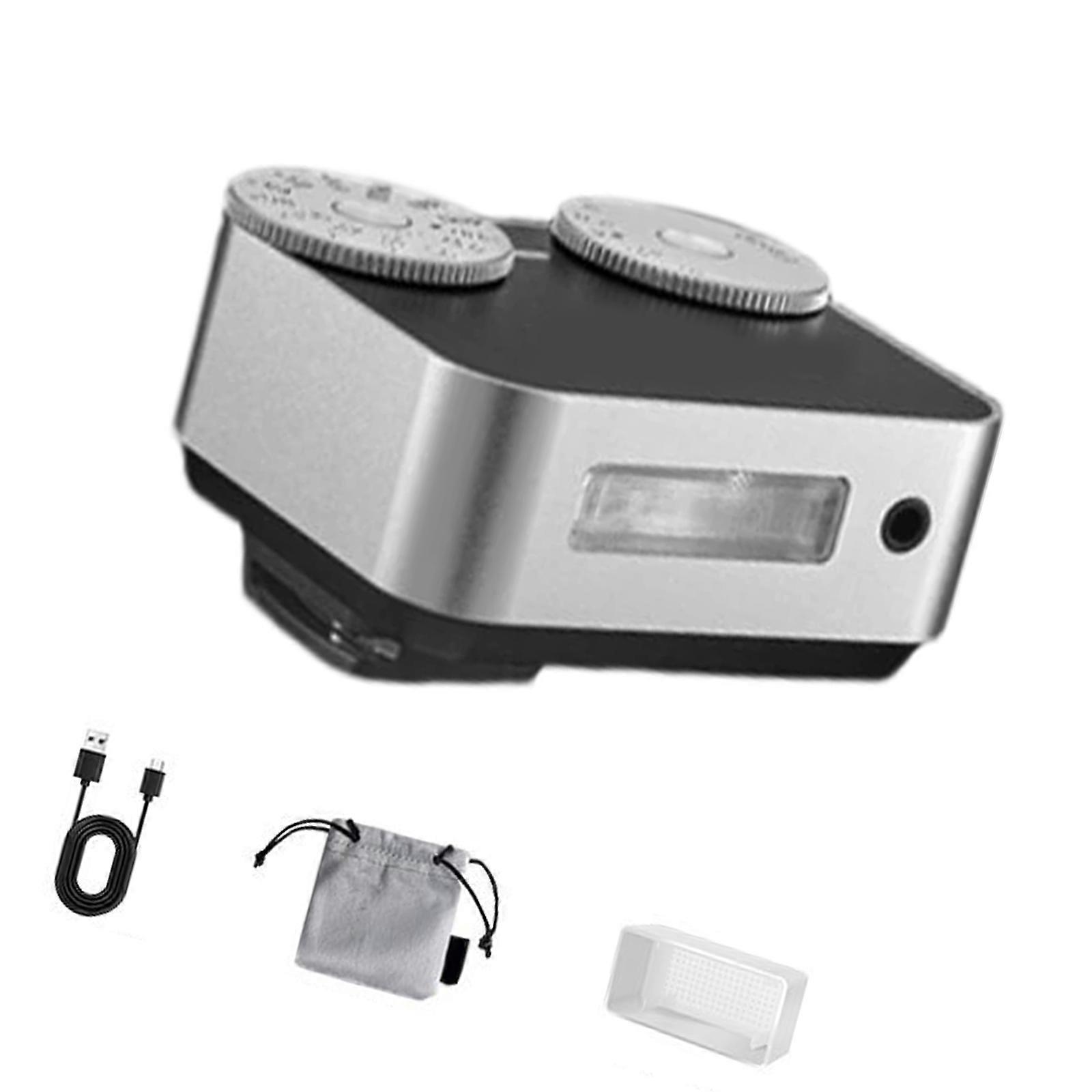 Miniature Retro Flash Unit With Double Adjustment Dials Rapid Charging Wide Camera Compatibility For Professional Photo  vintage silver