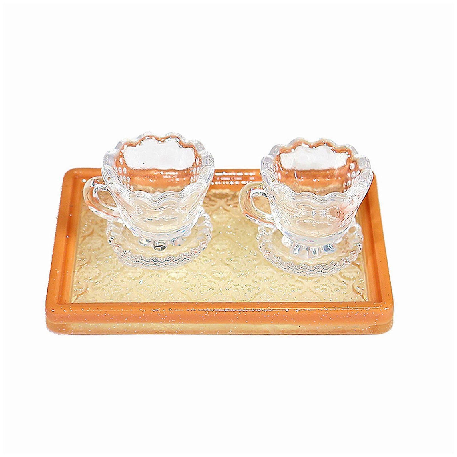 Clear Miniature Decorative Cup Set Handcrafted With Smooth Brims Coffee Shop Display Accessories For Tabletop Display Multicolor