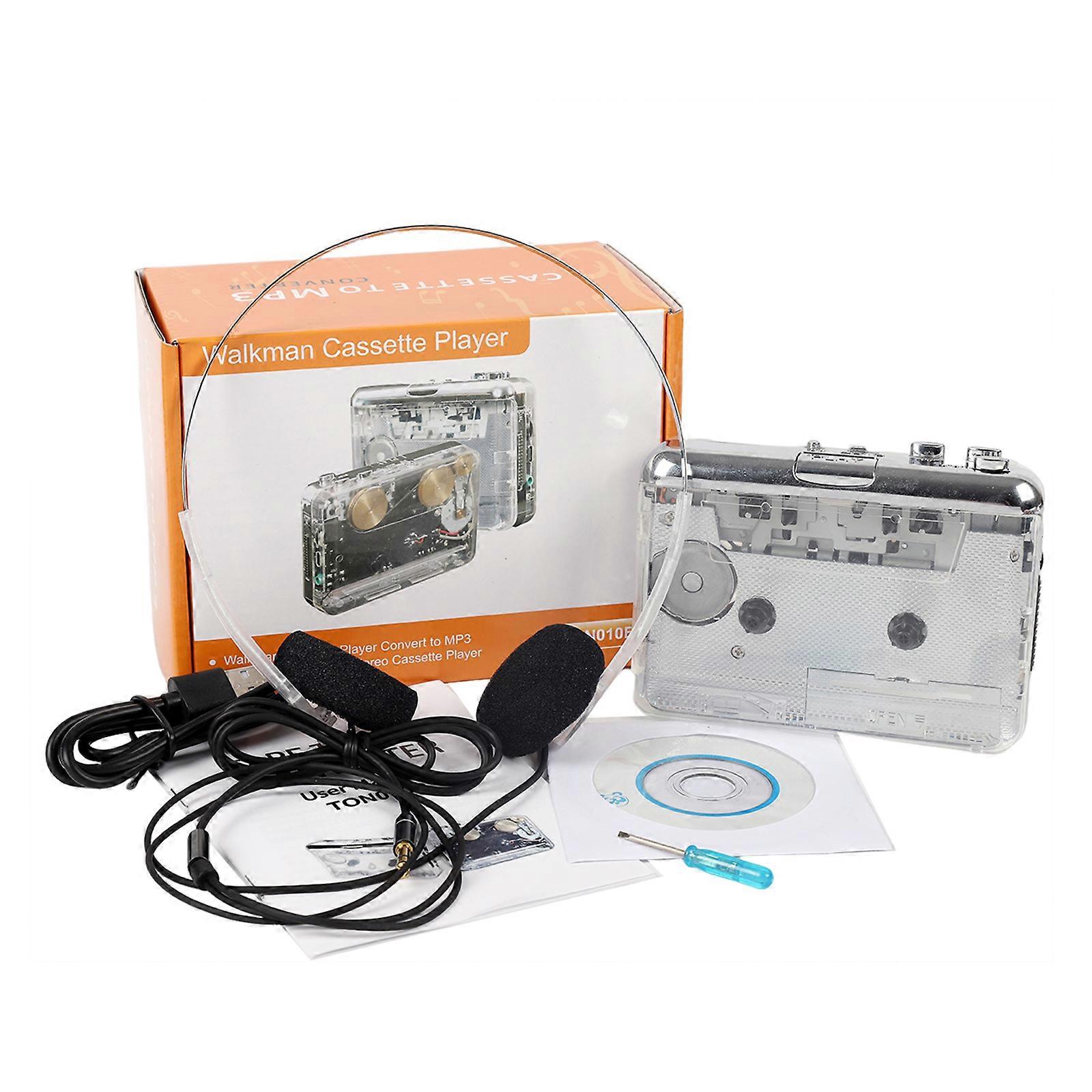 Clear Player With Headphones Convert Tape To MP3 USB Battery For Win Systems Multicolor