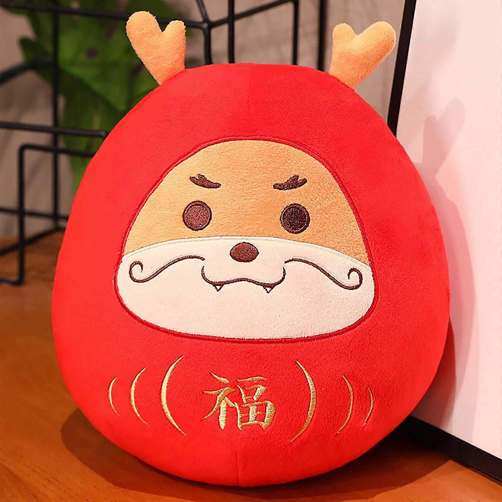 2024 Year of Dragon Zodiac Mascot Plushie Keychain 25cm Soft Plush Cushion One Color Round Eyes Design for Kids Decor