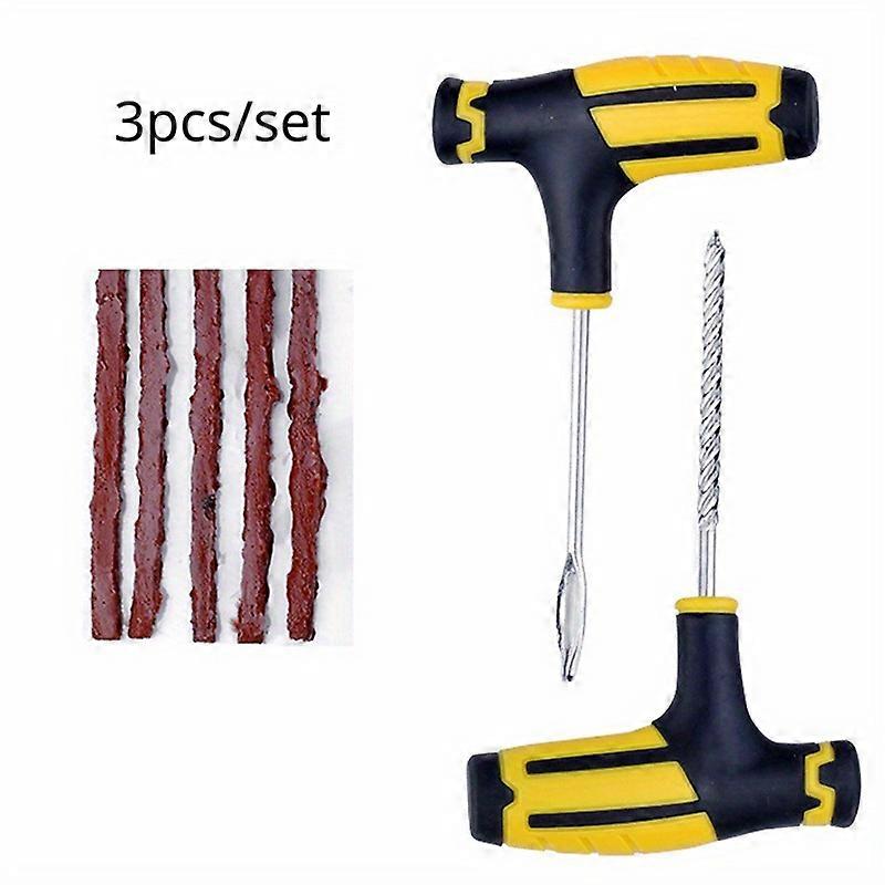 3pcs/set Complete Car & Motorcycle Tire Repair Tool Kit - Fix Punctures & Replace Tires Easily!