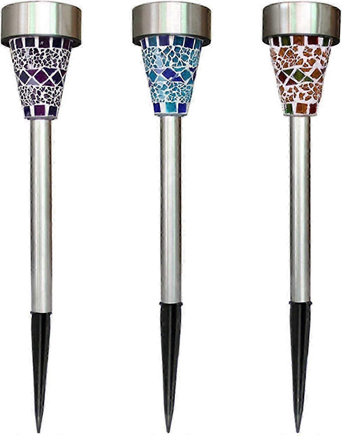 Pack Of 3 Led Mosaic Stake Lights Path Landscape Lighting For Path Walkway Driveway Y