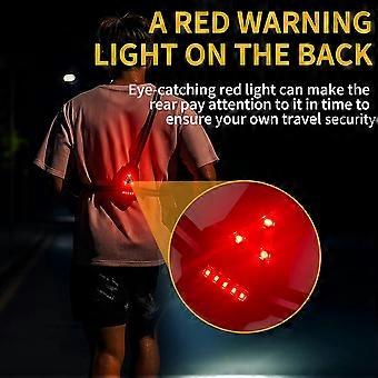 Udendørs cykel natløbelys LED bryst foran rød advarsel USB genopladelig til camping vandreture løb jogging