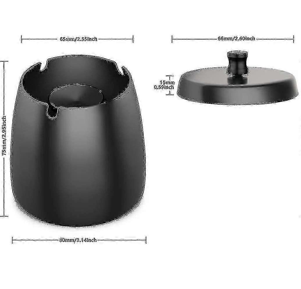 Windproof Black Ceramic Ashtray with Lids for European Market
