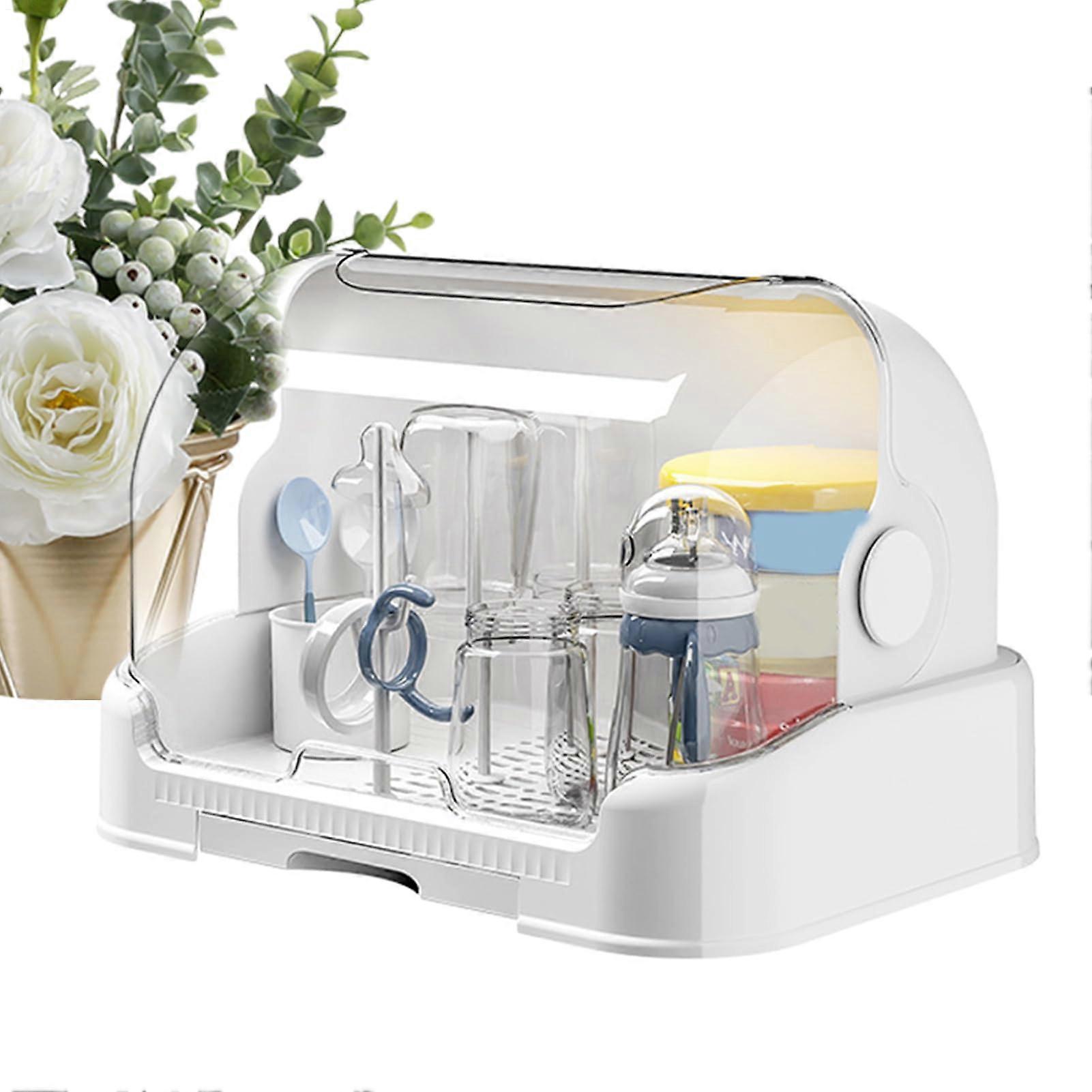 Toddler Bottles Storage Box Dustproof Bottle Drying Rack White With Bracket Good Sealing Protection