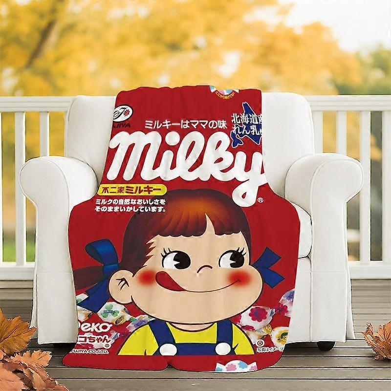 Fujiya Milk Candy Peko Endorsement Digital Print Flannel Blanket, Durable Wrinkle-Resistant Soft, Portable for Cheering,-QAZXC281