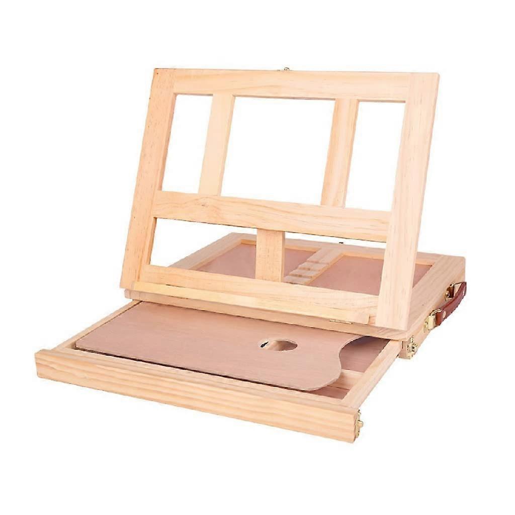 Wooden Table Easel with Drawer Box for Painting and Drawing, Portable Desktop Artist Display Board