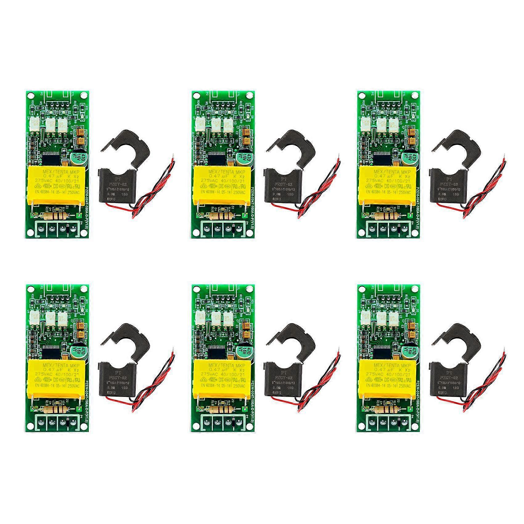 6X 100A PZEM 004T Version Wattmeter+Open CT Kwh Meter Volt Amp Current Test Module for Arduino TTL COM2/COM3/COM4