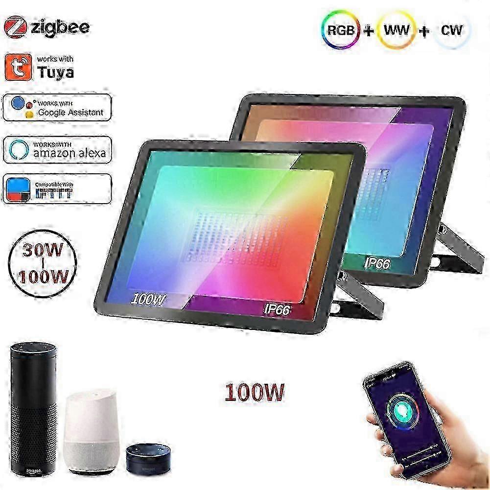 Outdoor Security Lamp with Tuya Zigbee RGB LED Flood Light Color Changing 25-26