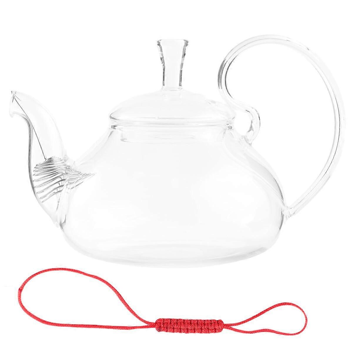 Glass Teapot with Infuser HeatResistant Clear Glass Raised Handle for Loose Leaf Tea Brewing