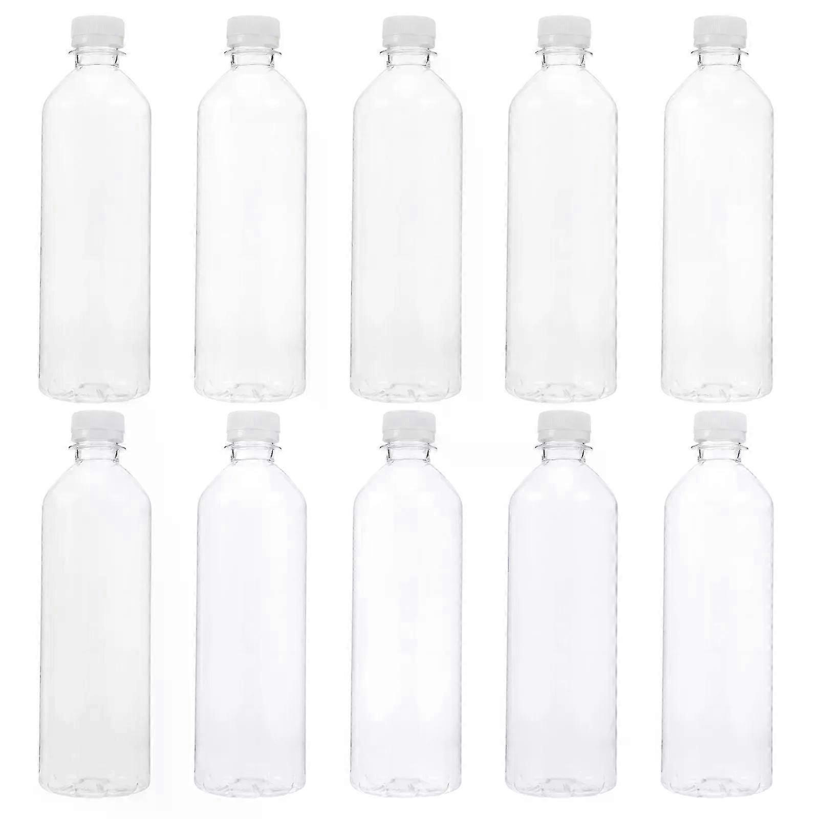 10 Pcs Reusable Drink Bottles Clear Container with Lid Plastic Cola Storage Juice Water
