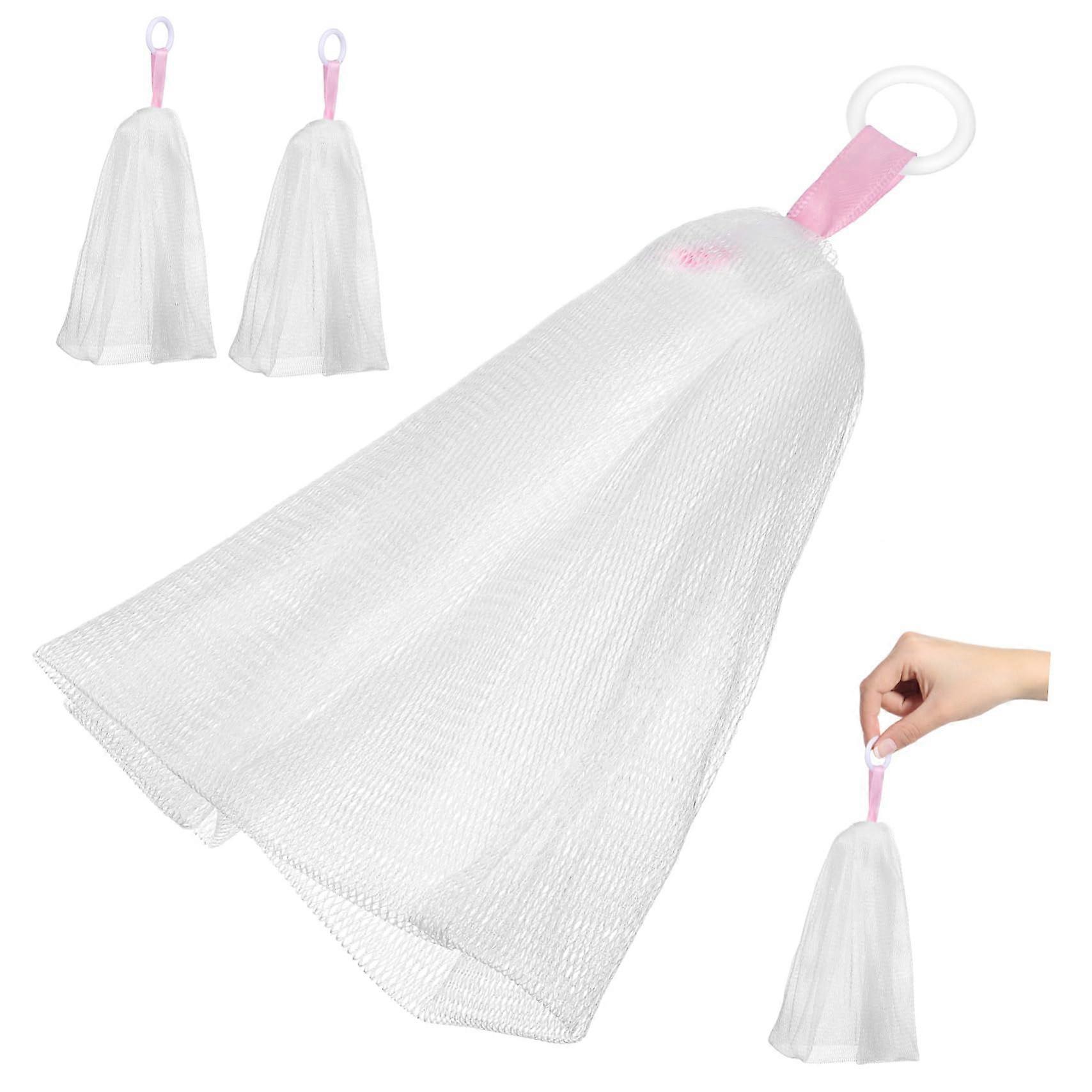 3 Pack Mesh Soap Bags with Drawstring, Exfoliating Soap Saver Pouch for Shower and Quick Drying