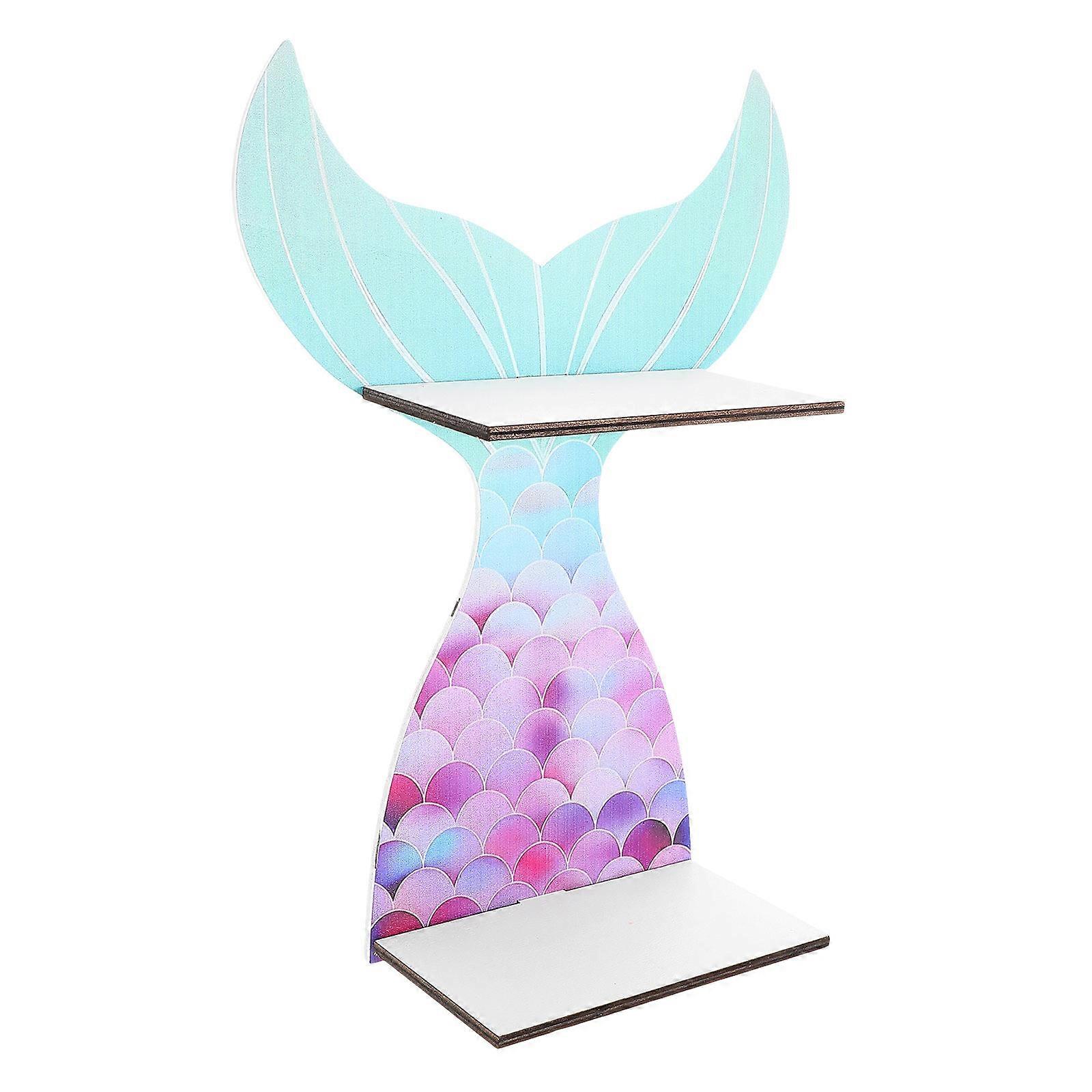 Assorted Color Mermaid Wall Shelf Wooden Floating Shelf for Home Decoration Versatile Use 34.5 x 7.5 x 5.5 inches