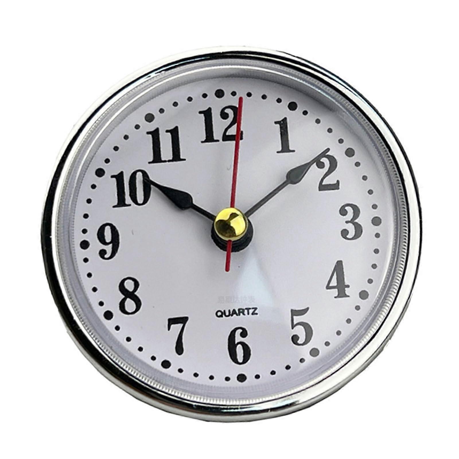 2.5 Inch Round Clock Insert with Arabic Numerals, Silver Trim Replacement Clock Face for DIY