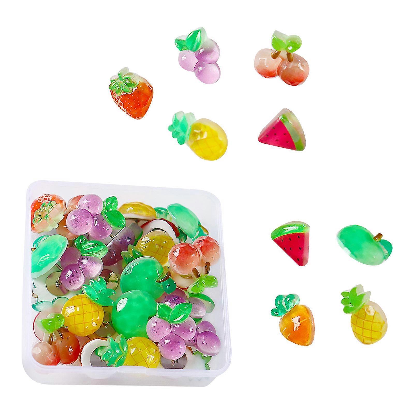 Cute Pushpins Fruit Shape Resin Thumbtacks for Bulletin Board 30Pcs Set