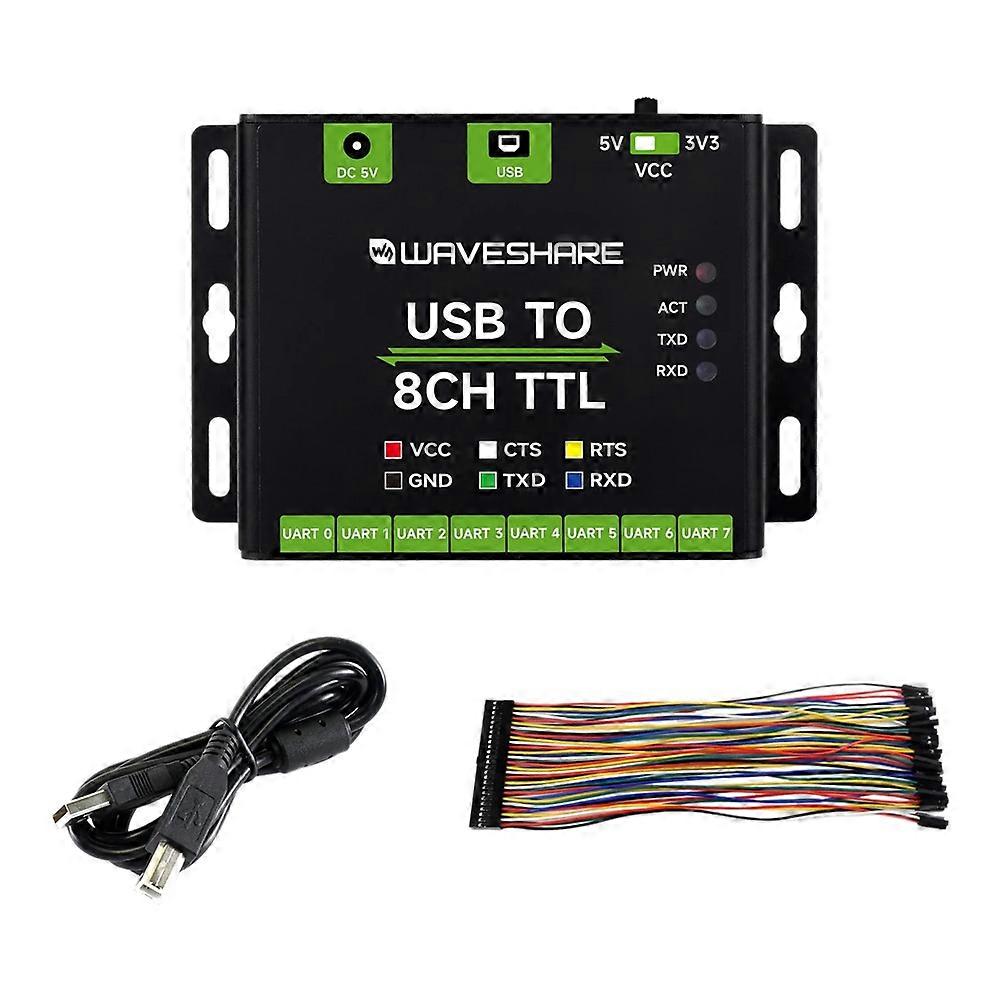 Waveshare Industrial Converter USB to 8CH TTL Converter Adapter USB to UART Multiple Protection Circuits Multi Systems Support