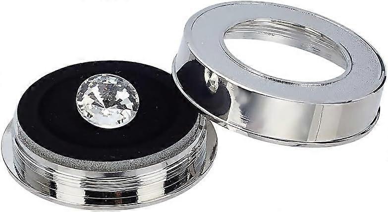 Loose Diamnond Gemstone Display Boxes Platinum Flat Round Glass Top Jewelry Display Cases with Sponge Inside for Gems Jewelry Displaying 2.2x0.57inch