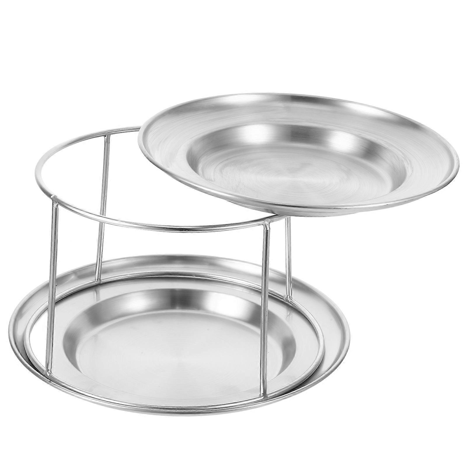 Seafood Tray Stainless Steel Display Plate for Serving 1Set Double Layer