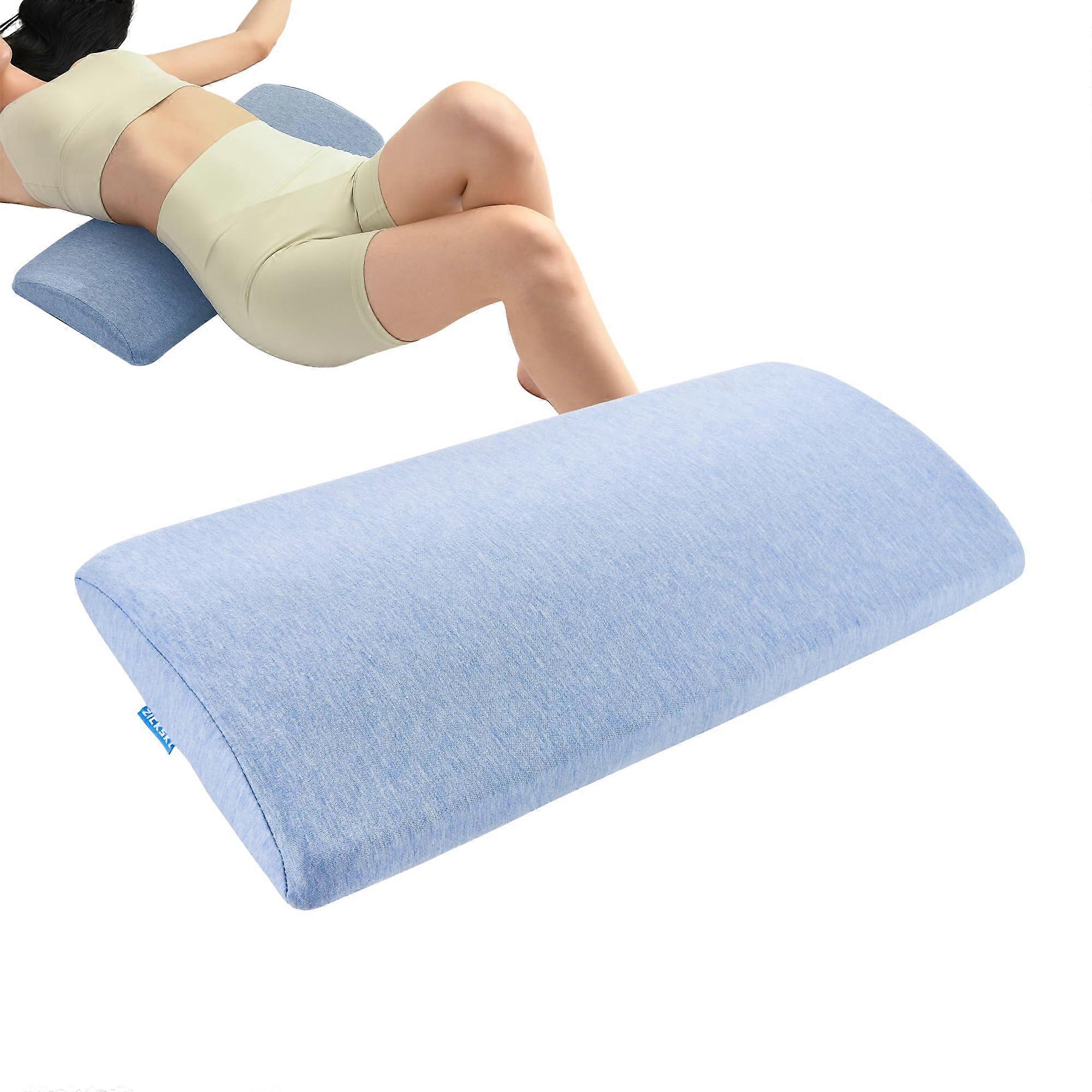 Lumbar Support Pillow for Back Pain Relief, Ergonomic Memory Foam Cushion for Bed, Chair or Car, Blue