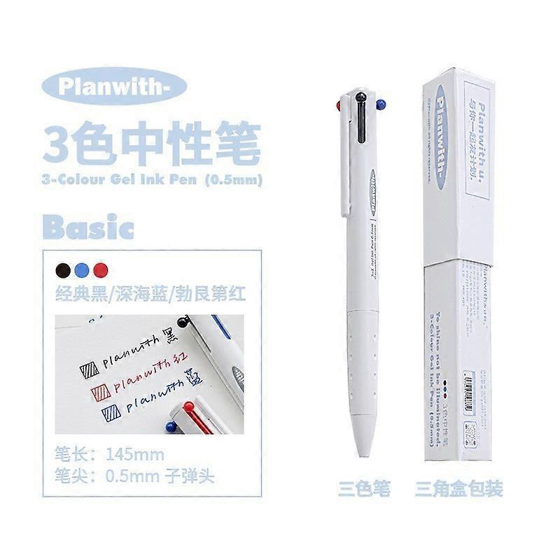  Kawaii 3 Color Retractable Multifunctional Gel Pen �ܧѧߧ�֧ݧ��ڧ� 0.5mm Triangular Comfortable Grip Pen Holder Stationery