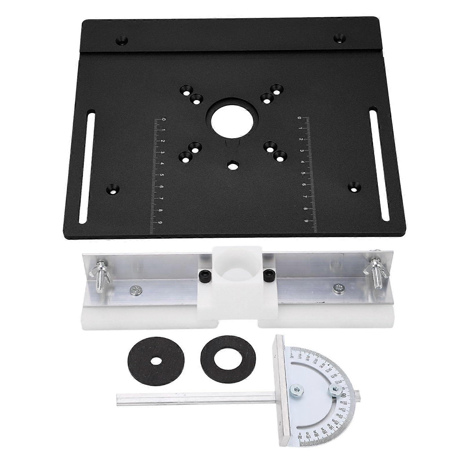 Aluminum Router Table Insert Plate with Scale Markings for Precision Woodworking, Black