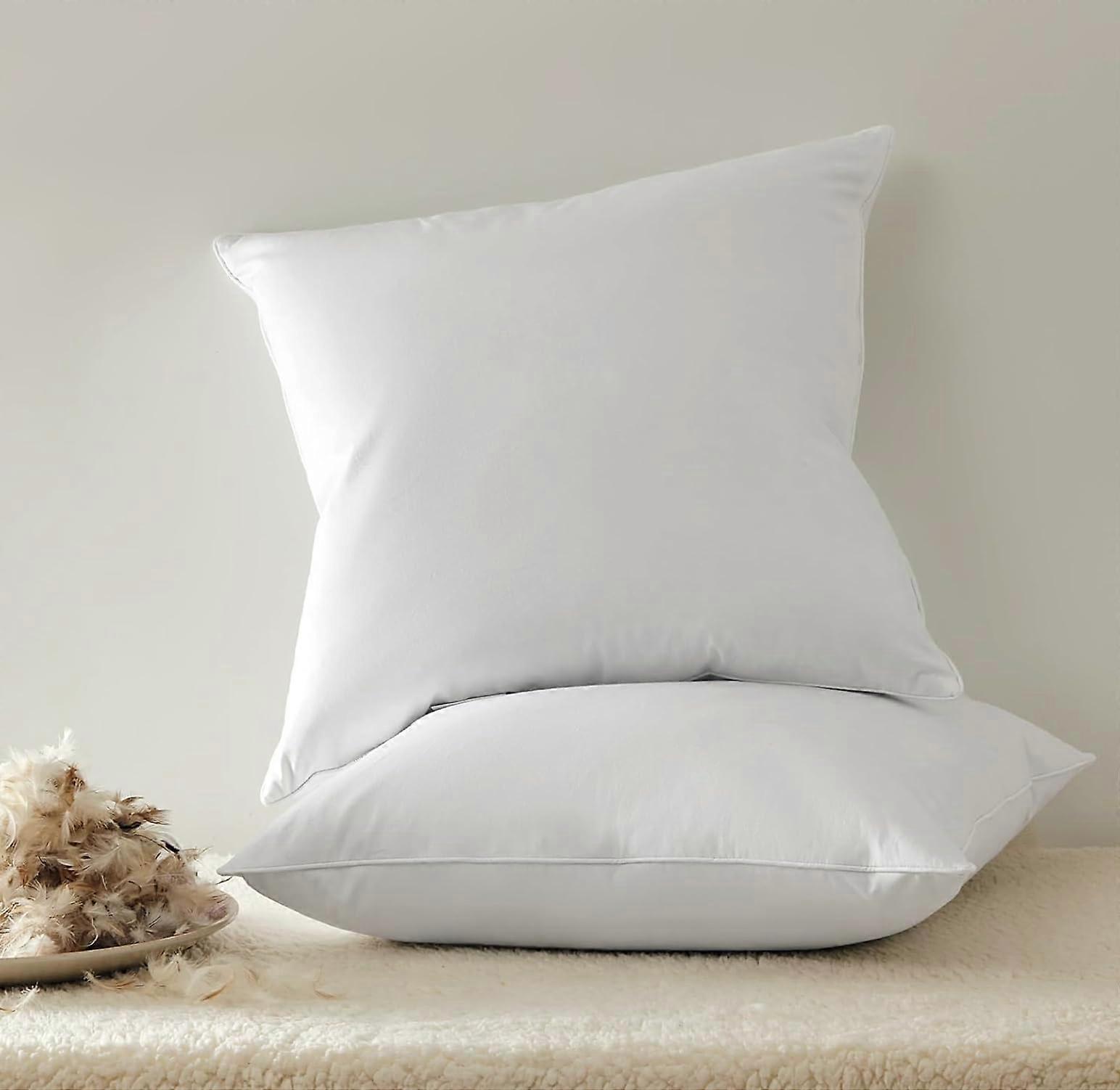 24x24 Down Feather Pillow Insert Pack of 2 with Plush Filling and Breathable Cotton Cover