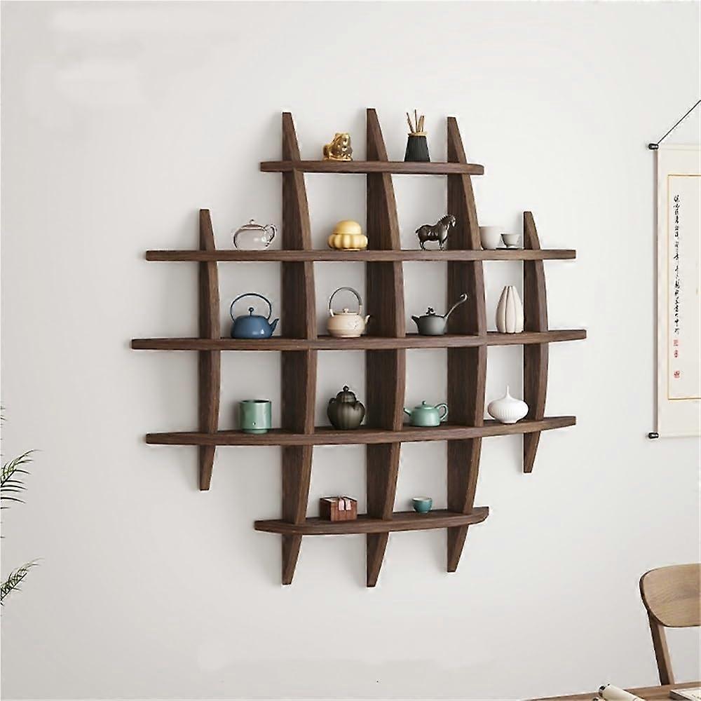 Wall Mounted Mug Rack Wooden Coffee Cup Holder SpaceSaving Rustic Display for Kitchen Brown 90cm
