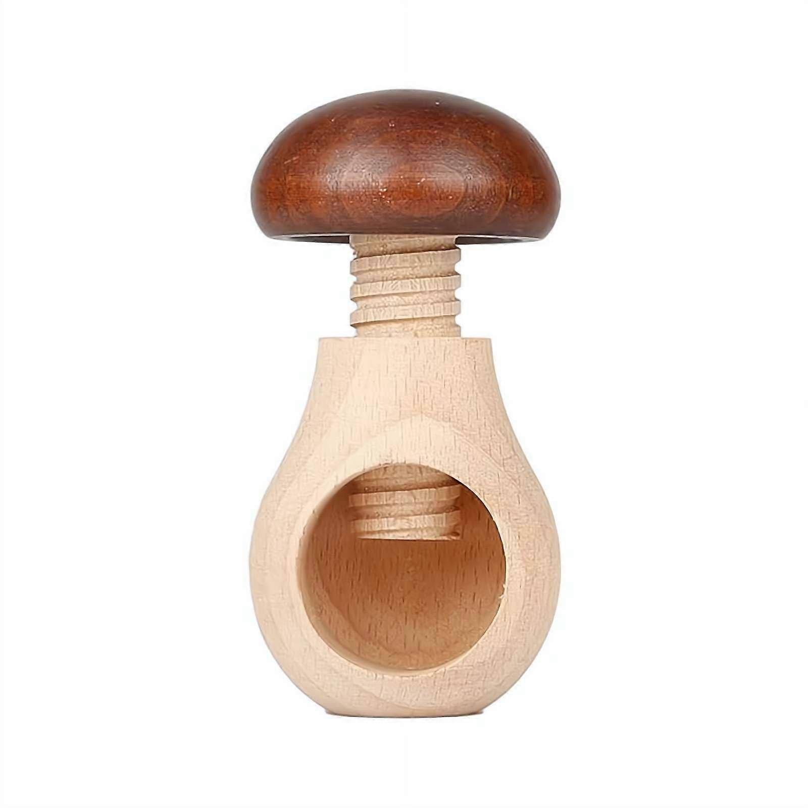 Wooden Mushroom Nutcracker with Screw Mechanism, Easy Walnut Cracking, Decorative Christmas Gift, Brown
