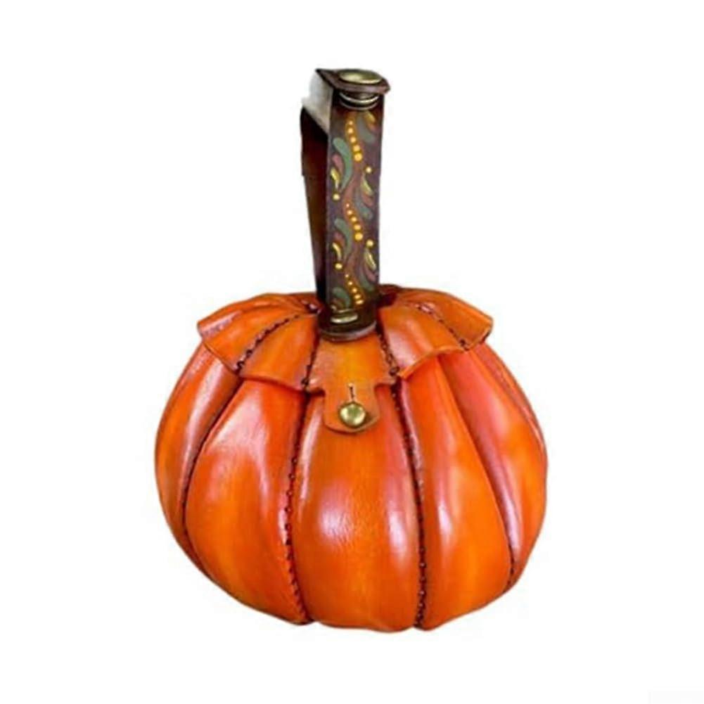 Autumn Pumpkin Leather Tool Bag with Durable Build and Versatile Storage for Travel and Stationery