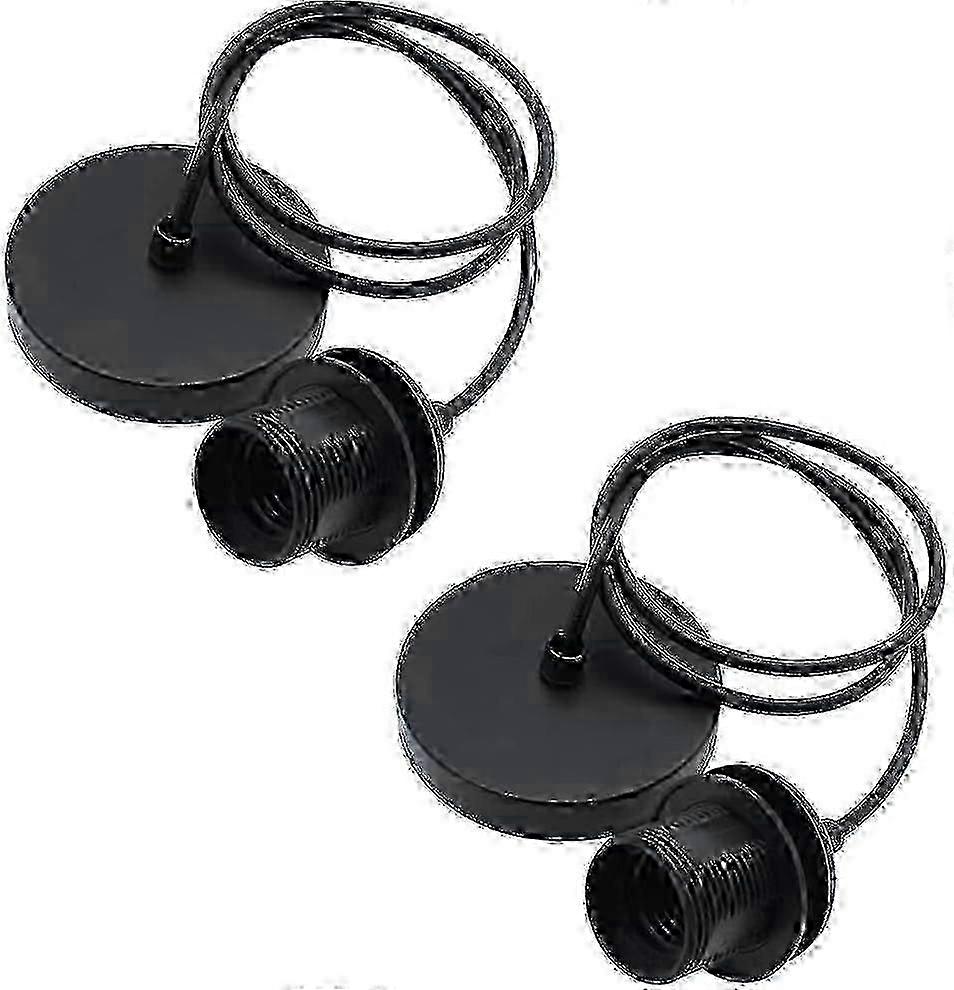 2Pcs E27 Black Chrome Ceiling Rose Light Fitting Lamp Holder