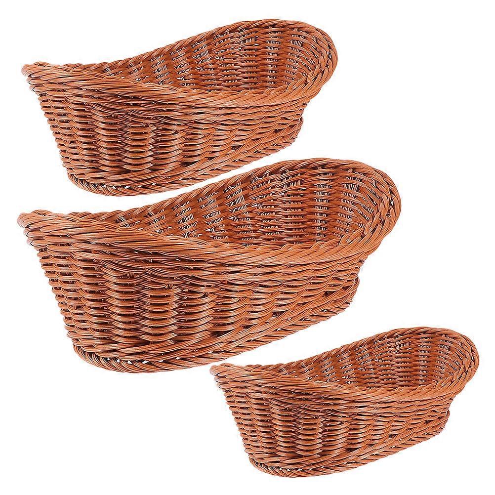 Handwoven Storage Basket Plastic Container for Storage Use 3Pcs Weaving Basket