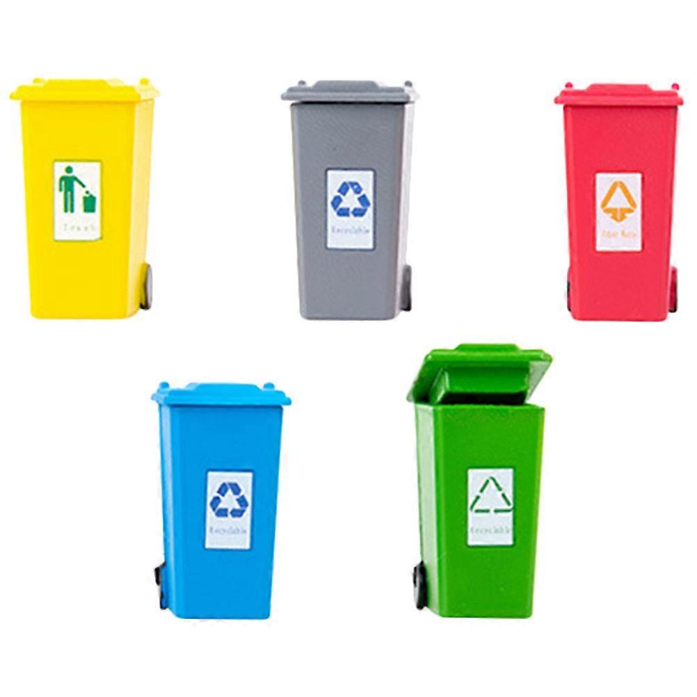 Miniature Trash Can Model 5Pcs Ideal For Hobbyists Sand Table Layout Durable And Fun