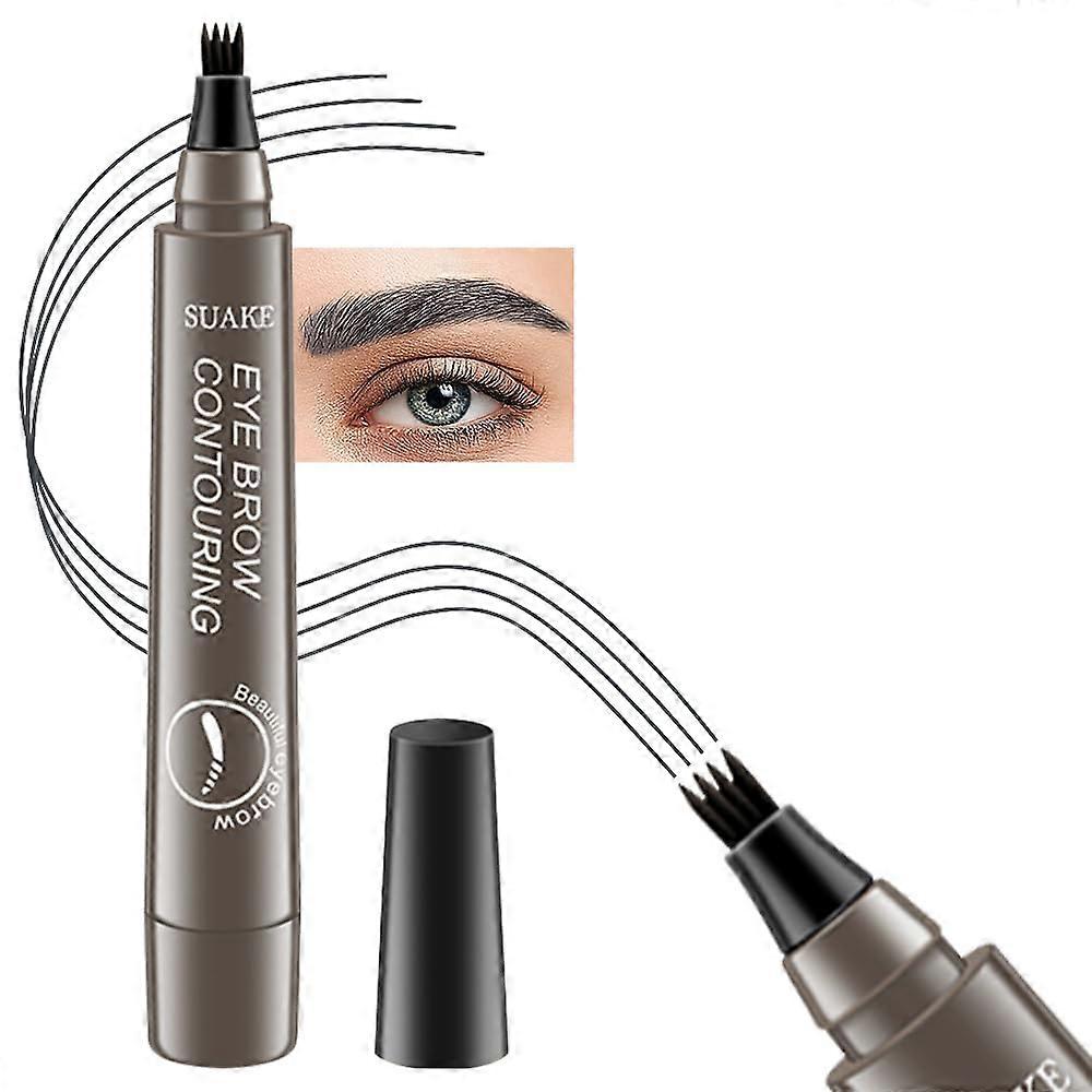 Waterproof Smudge Proof 4 Tip Microblading Eyebrow Pencil for Women 04 Grey