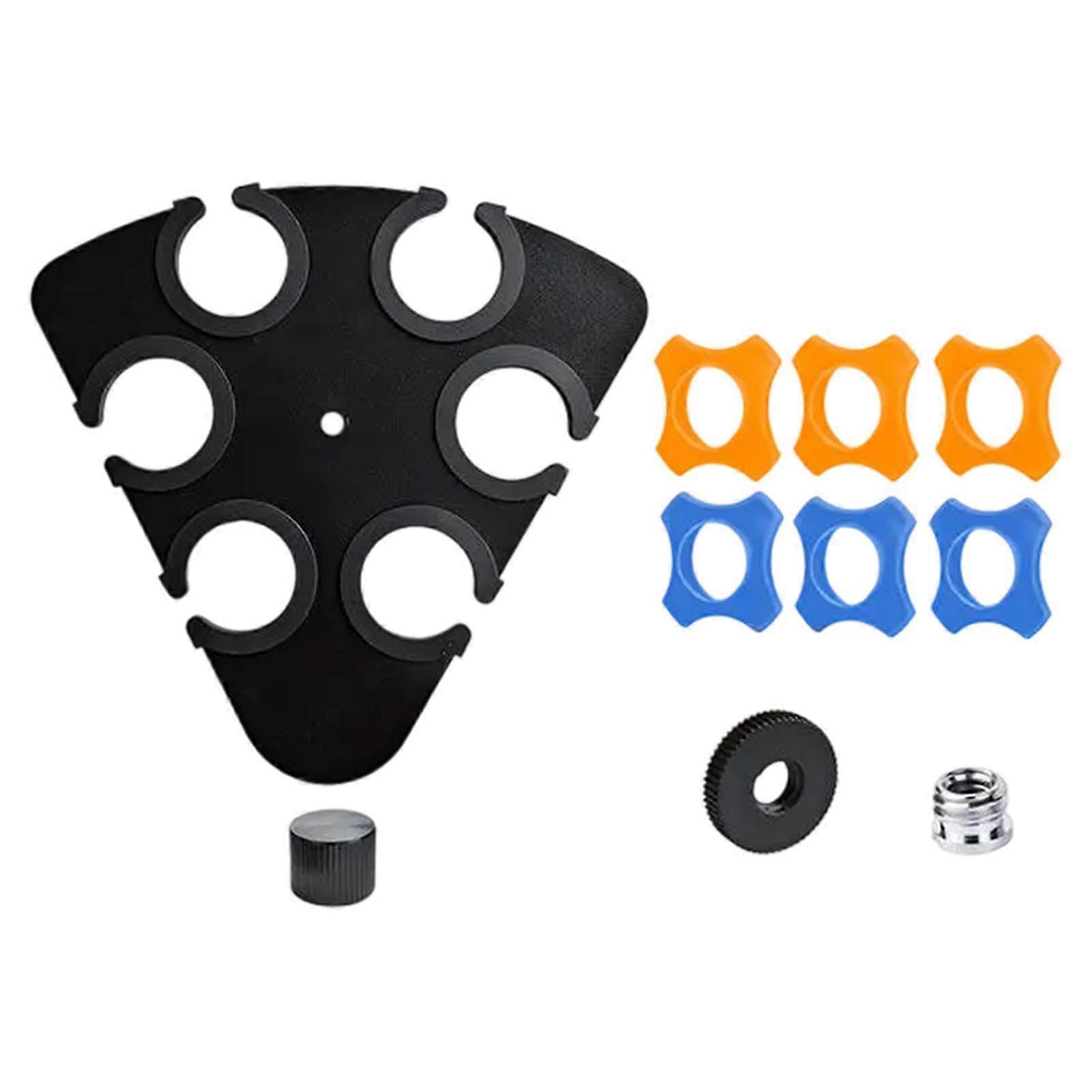 Universal Desktop Microphone Stand with Tray, 6 Slot Multi Mic Holder for Studio and Stage