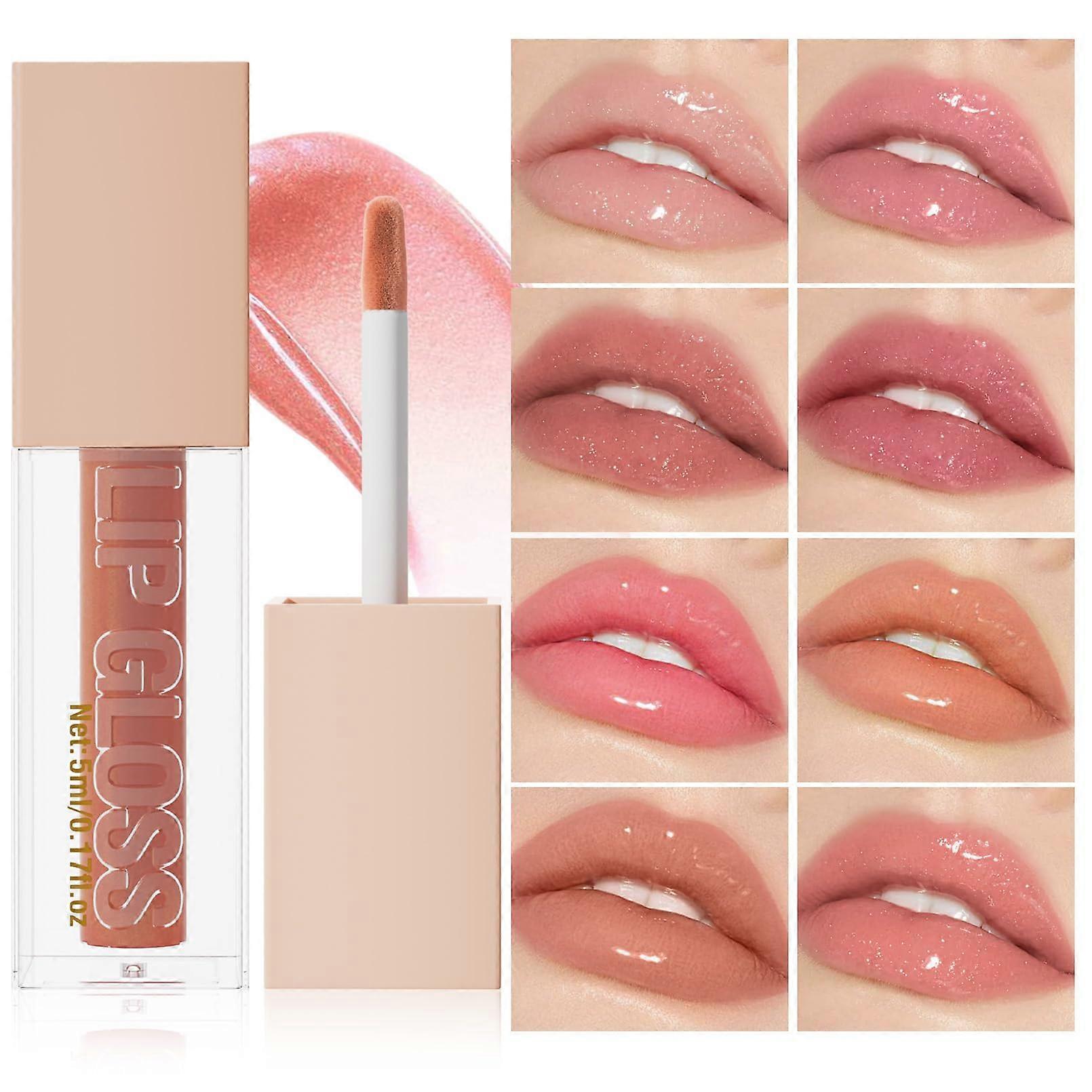 Moisturizing Nude Lip Gloss Set with Plumping Liquid Lipstick, Long Lasting 4 Colors