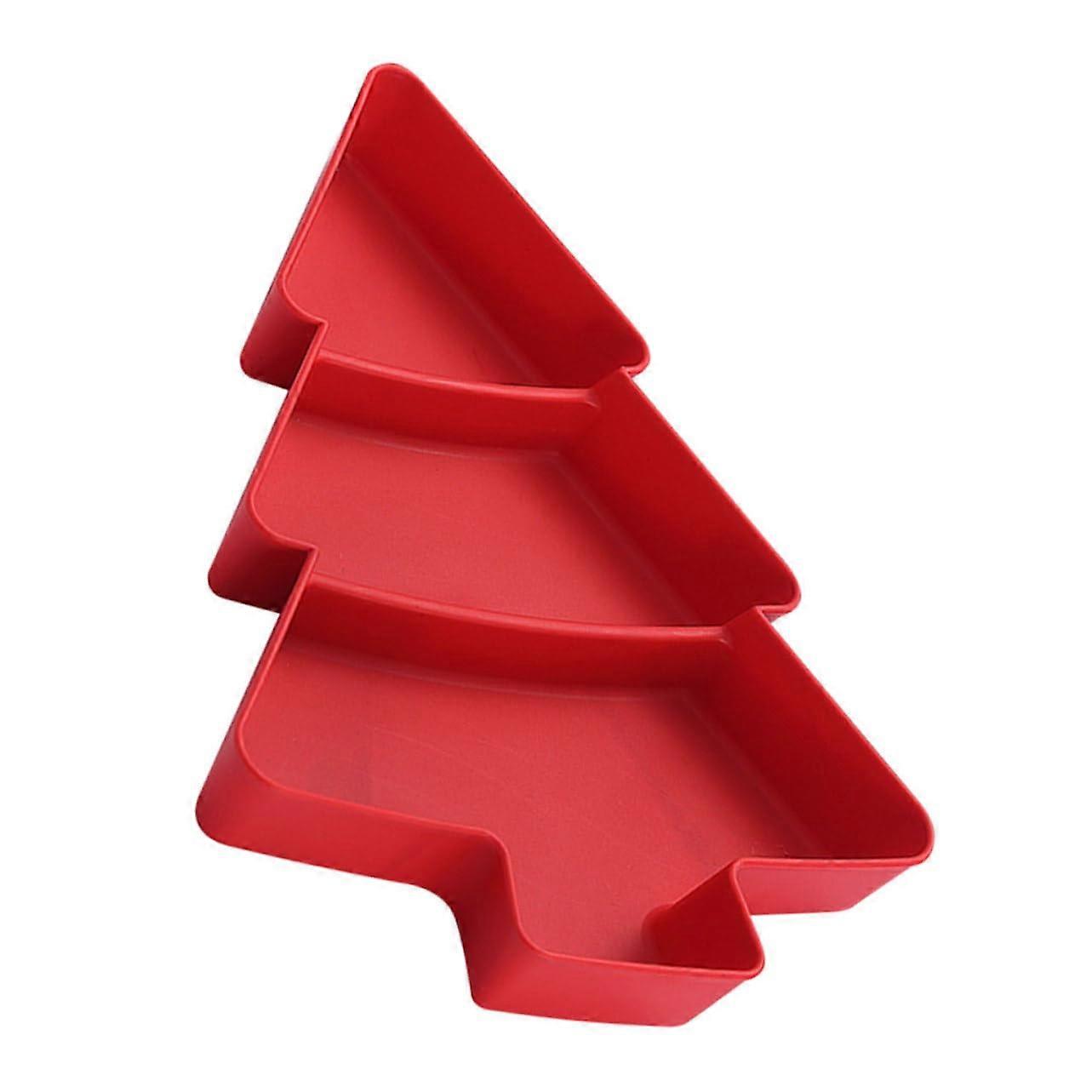 Christmas Snack Serving Tray, Red Tree Shaped Platter, MultiGrid Large Capacity for Holiday Parties