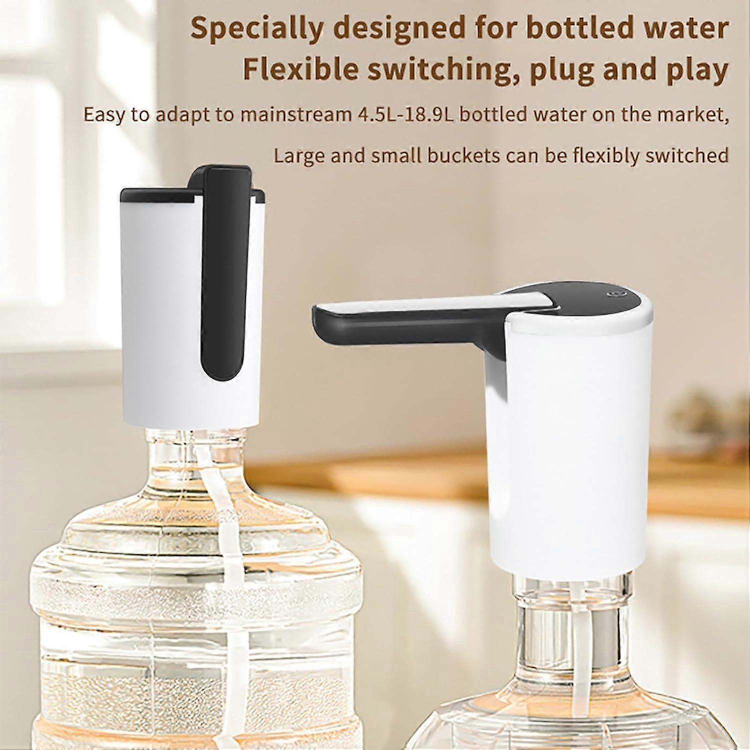 Foldable Electric Water Dispenser USB Rechargeable Portable Pump for Bottled Drinking Water White