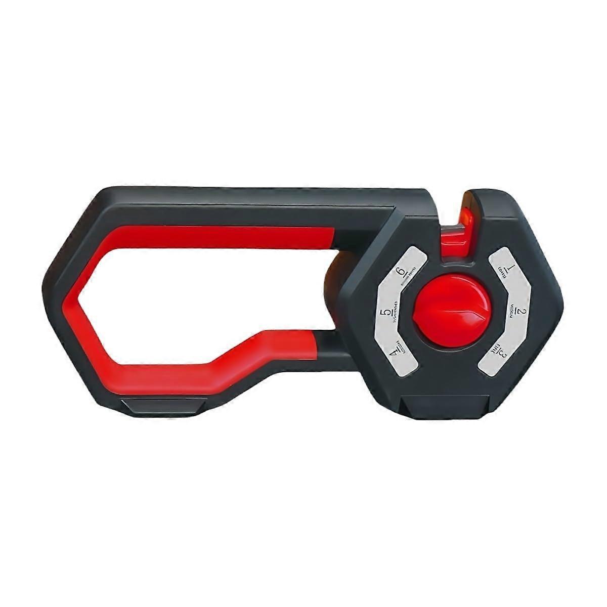 Manual Knife Sharpener with Easy 6Stage Sharpening, Ergonomic NonSlip Handle, Red Kitchen Tool