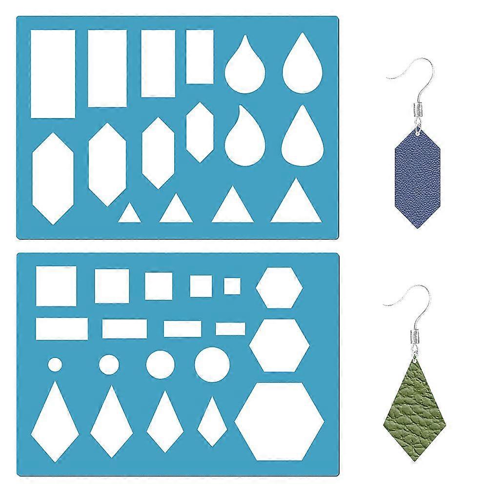 2 Styles Teardrop Earrings Making Template Geometry Stencil Reusable Rectangle Triangle Cutouts Cutting Stencils Lapidary Templates for Cabochons Brac