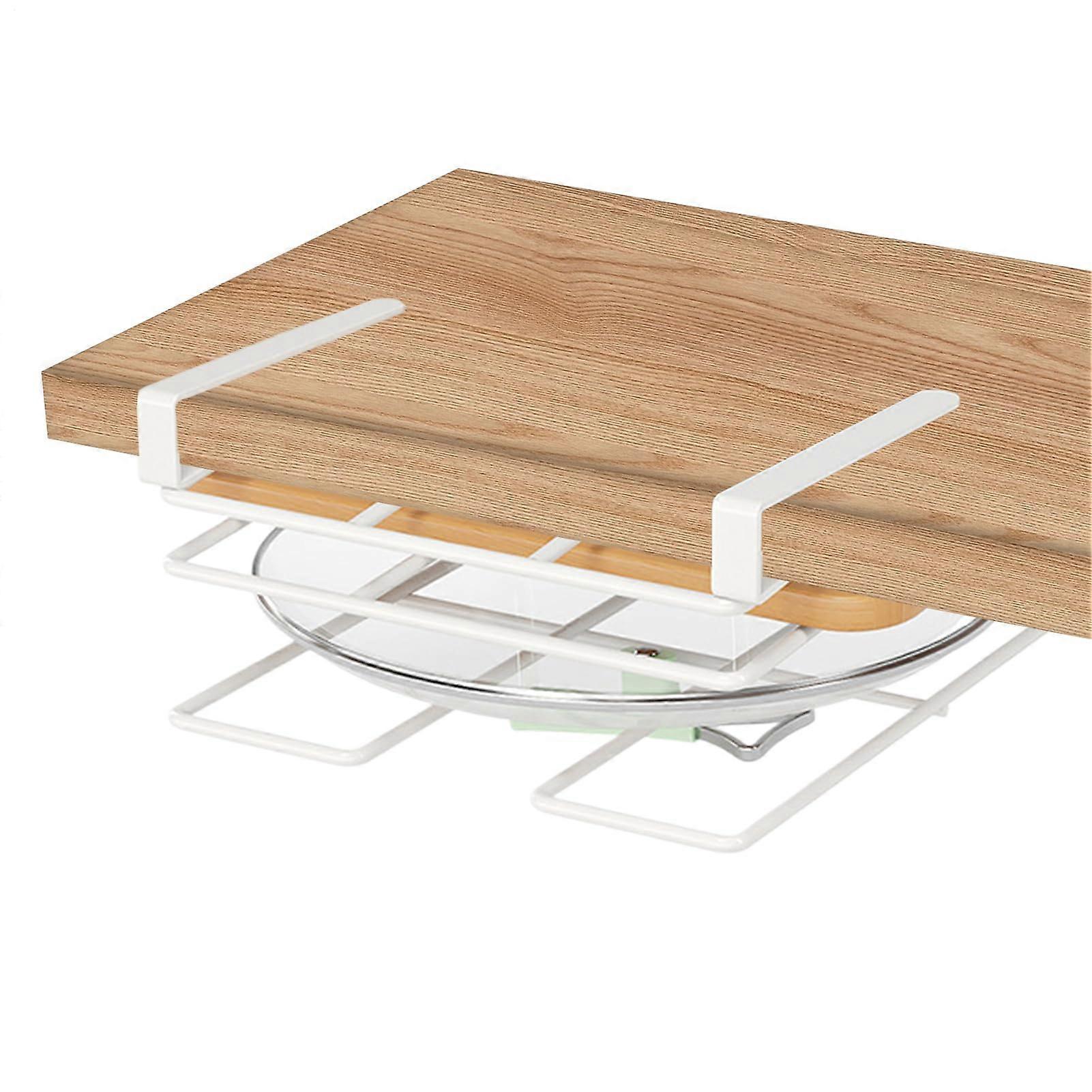 Pot Lid Organizer Rack with SpaceSaving Layered Design, NoDrill Wall or Under Cabinet Storage