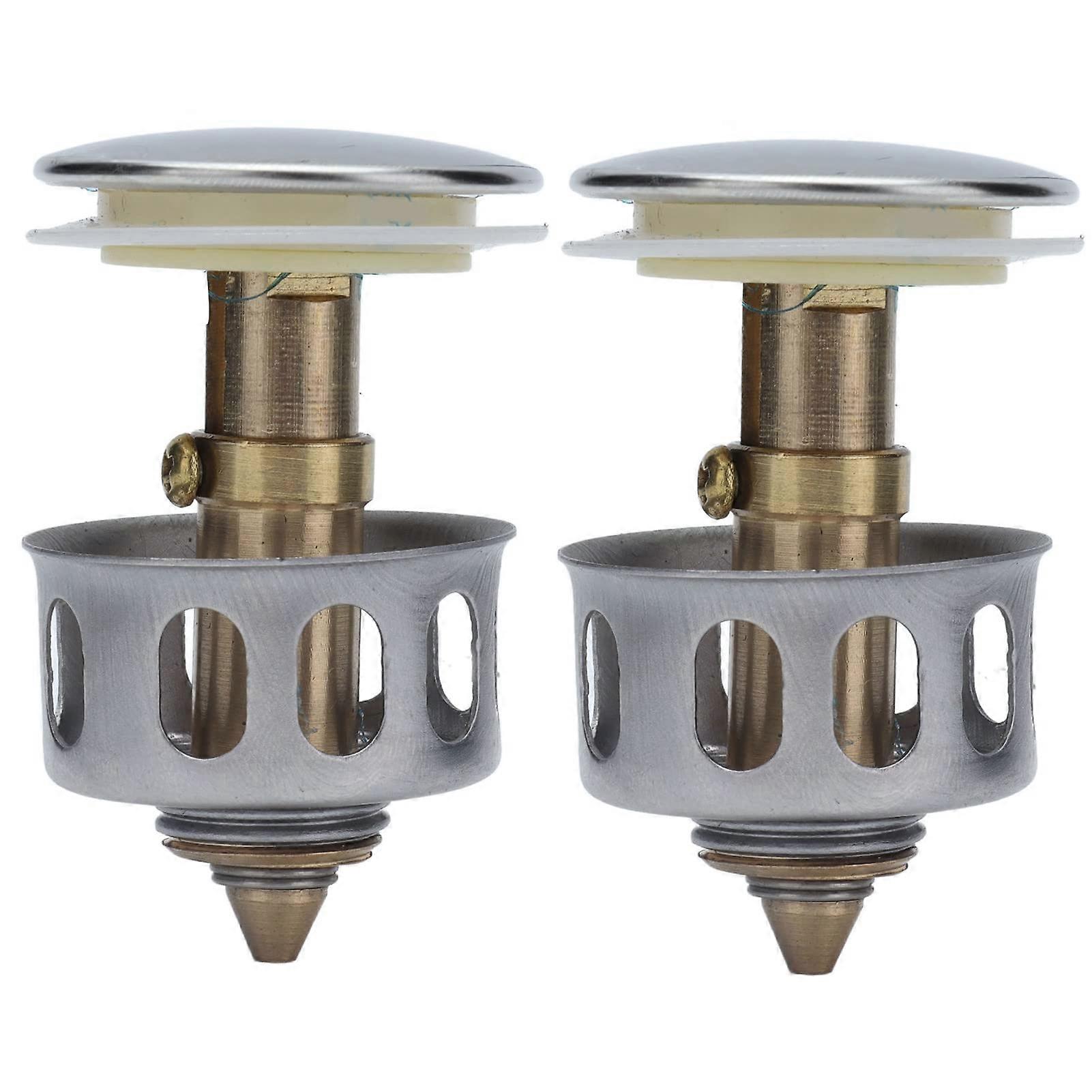 2Pcs Bathroom Sink Drain Stopper and Bathtub Drain Filter, Universal Bounce Core AntiClog Plug