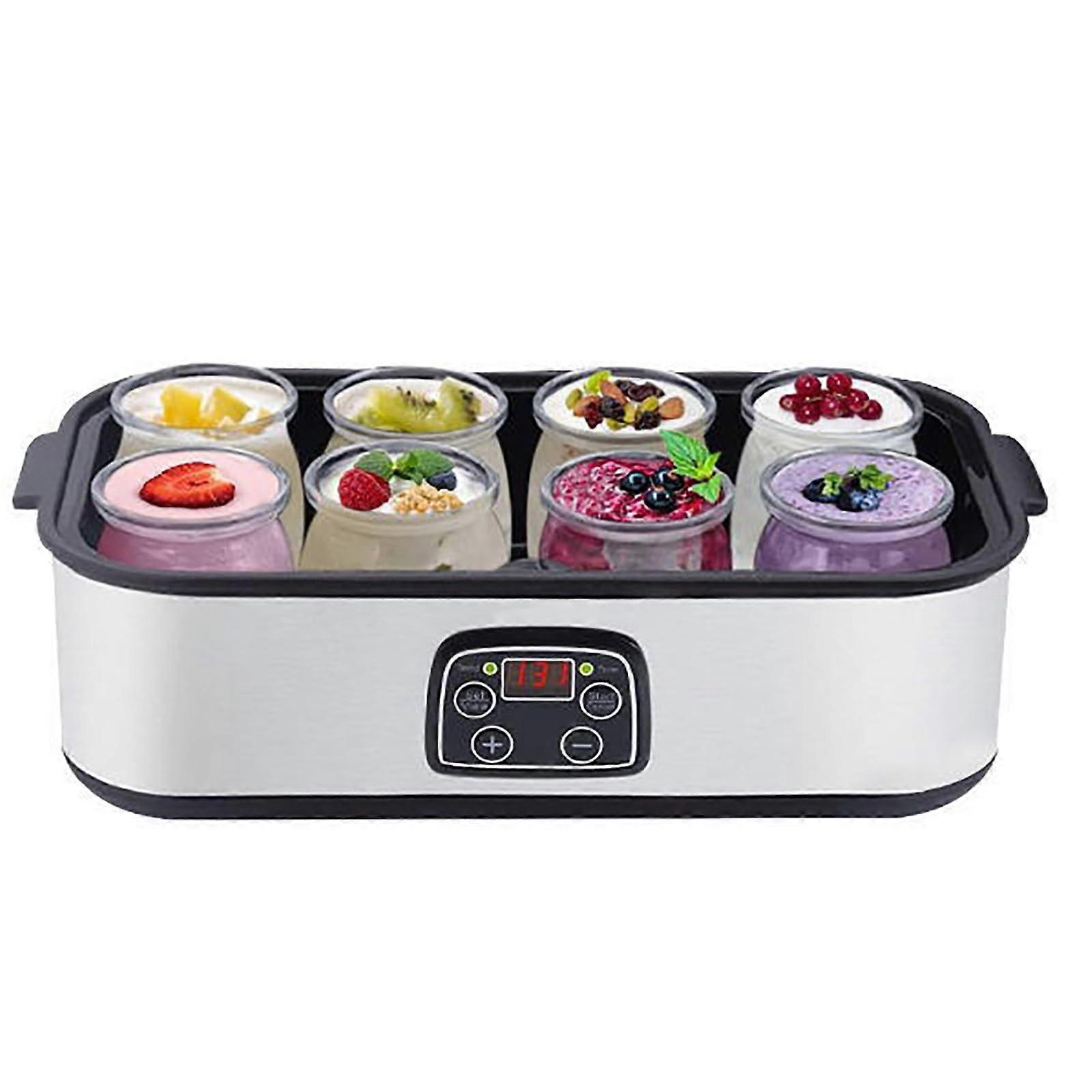 Electric Yogurt Maker 1400ml with LCD Display, Adjustable Temperature, 48H Fermentation, 8 Glass Jars