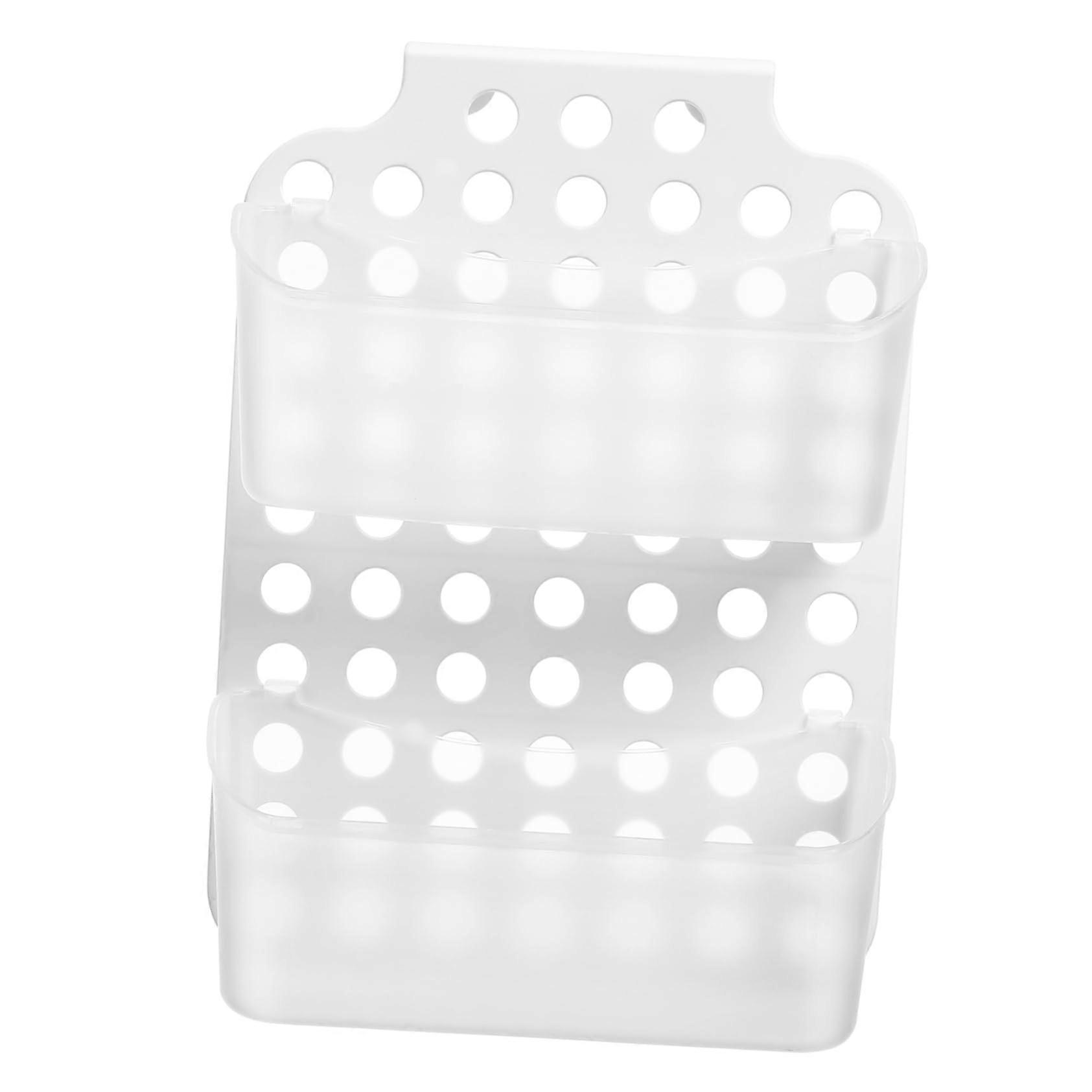 Bathroom Organizer Rack Wall Mounted Shower Shelf NoDrill SpaceSaving QuickDrain Basket White