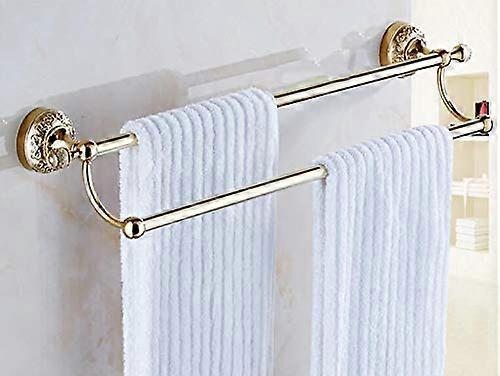 Towel Rack Wall Mounted Double Bar Rustproof Copper Bathroom Rail with Polished Finish
