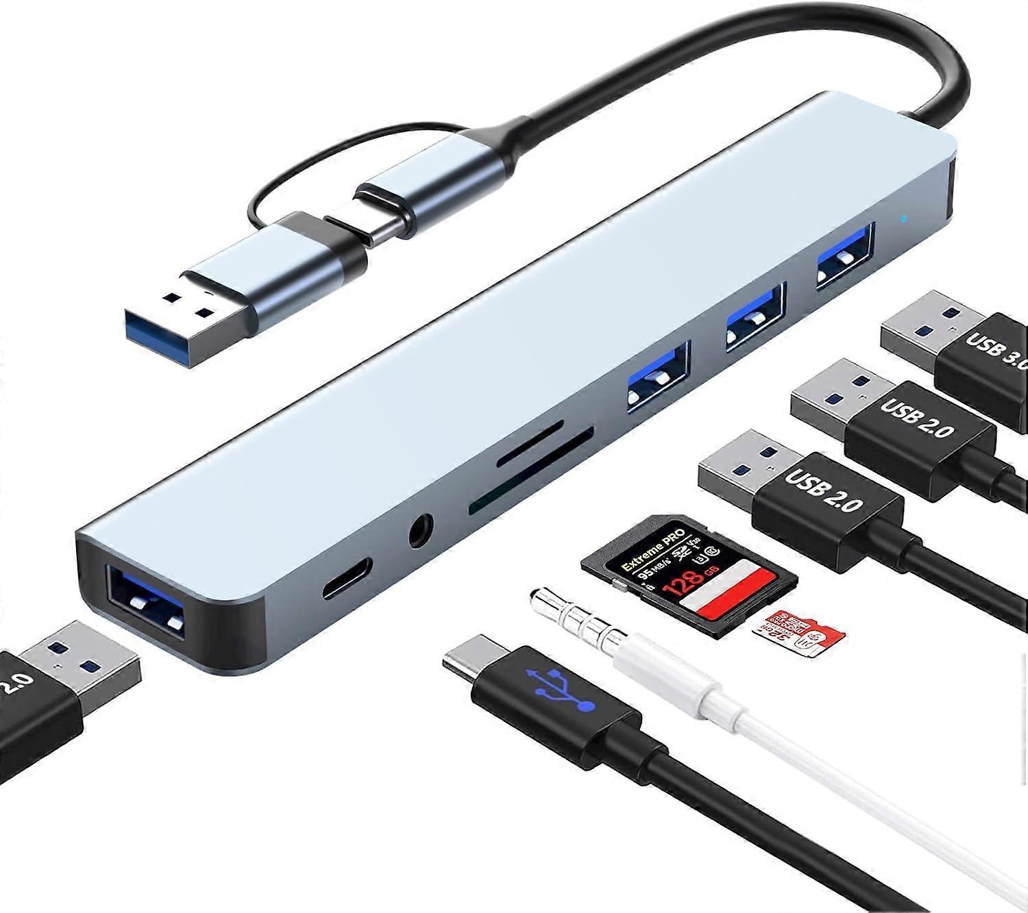 USB C Hub Multiport Adapter 8in1 with SD/TF Card Reader, USB 3.0, 100W PD for MacBook Pro/Air