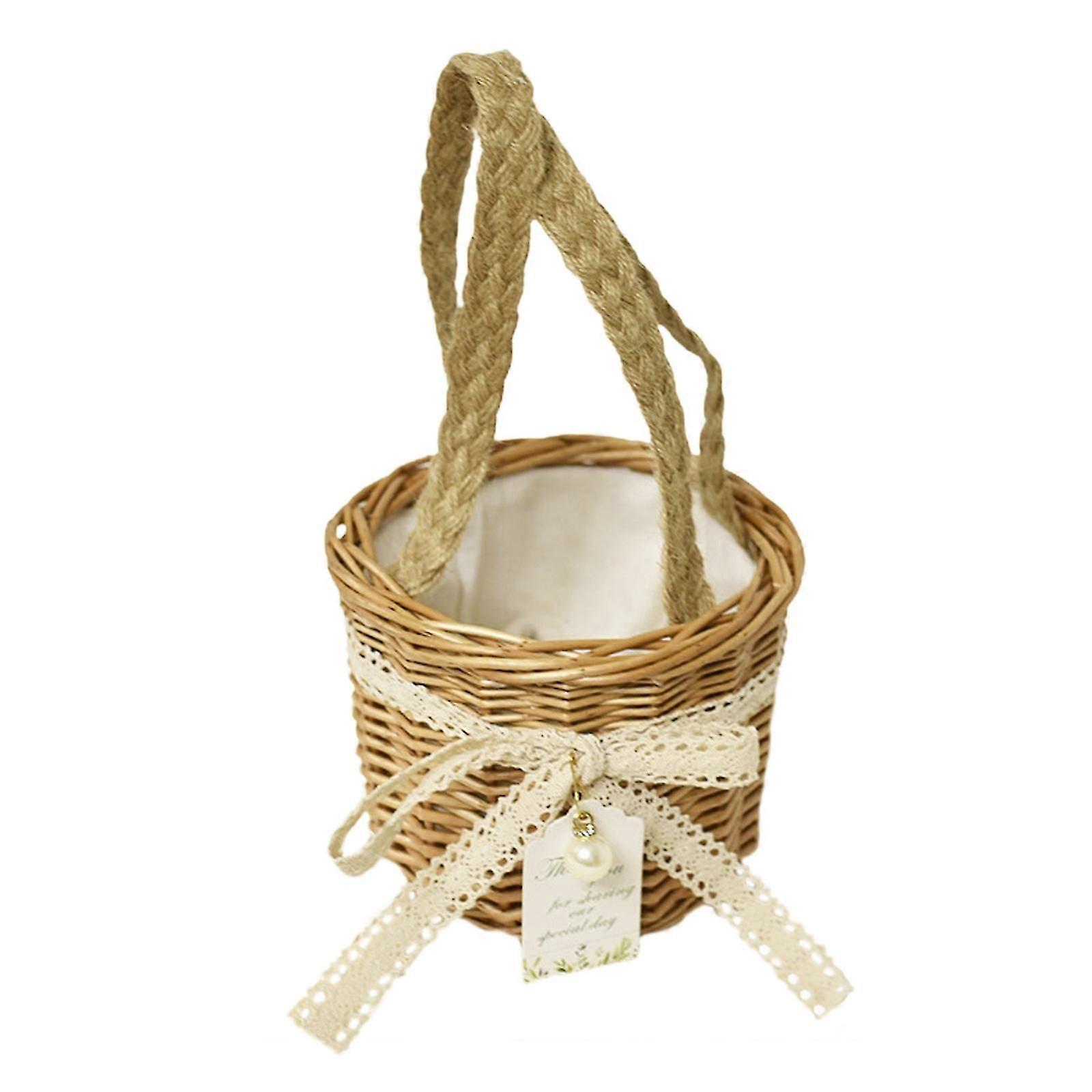 Elegant Wicker Basket With Handles, Multi-use Decorative Baskets for Wedding