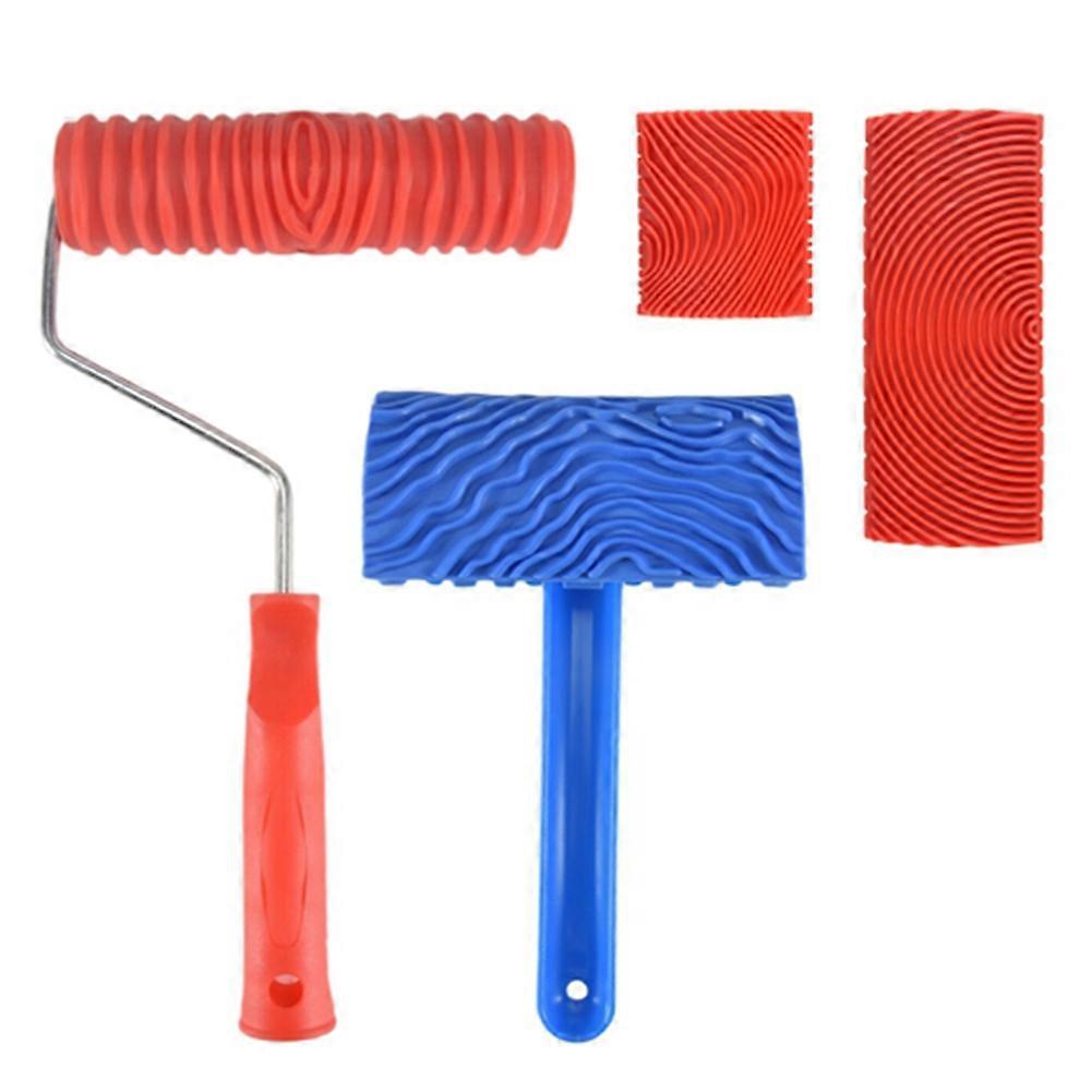 4PCS Wood Grain Tools,Wood Grain Roller Painting Tools Texture Pattern with Handles Texture Tool Paint,for Wall Room