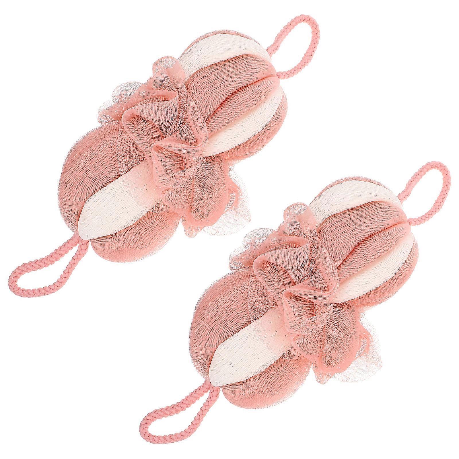 Shower Balls Long Bath Ball for Bathing 6Pcs Pink Practical Set