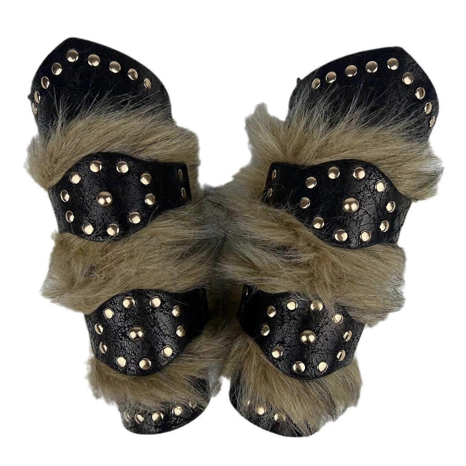 Archery Arm Guard Viking Leather Bracers Adjustable Forearm Protector for Medieval Cosplay